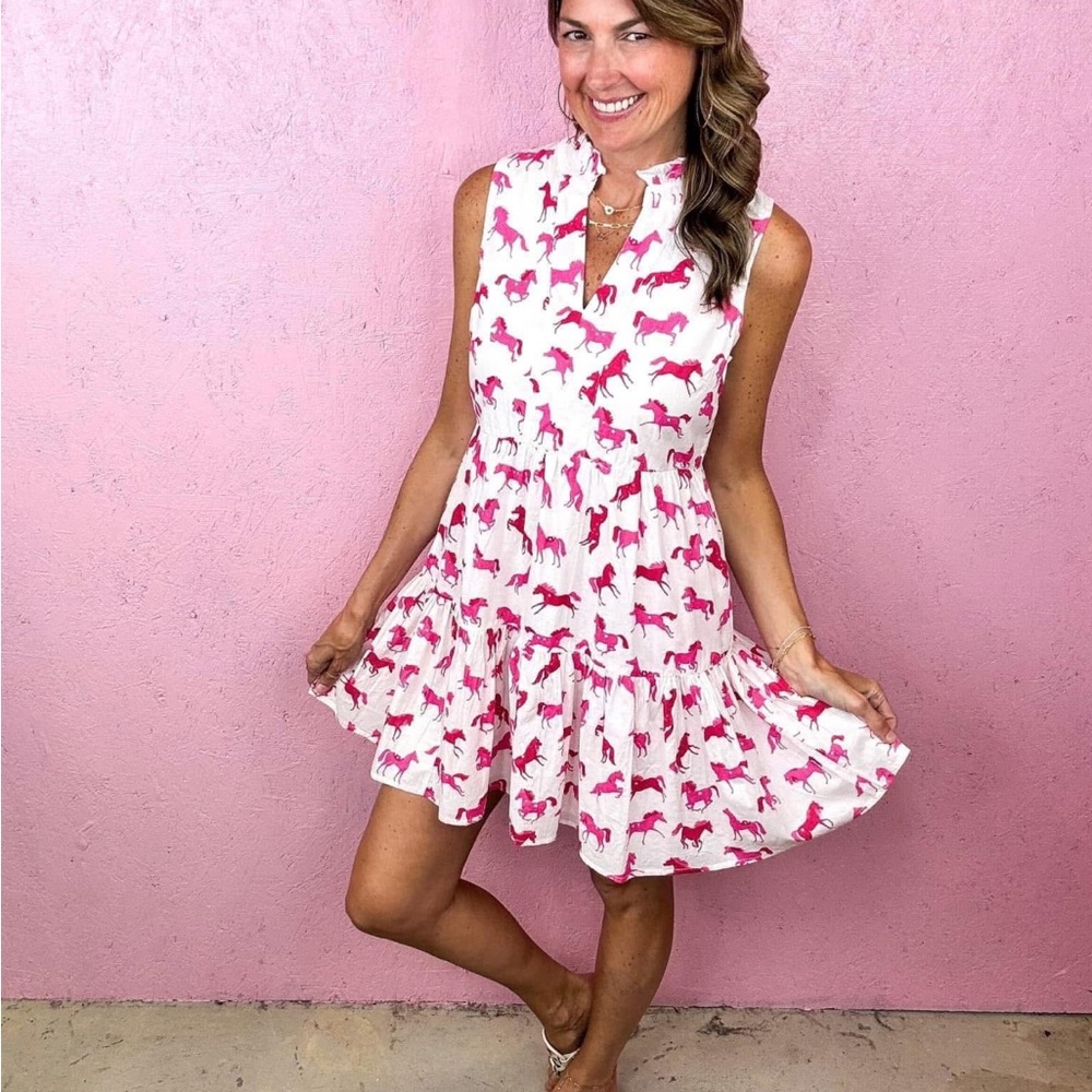 THML Pink and White Horse Print Mini Dress - Picture 5 of 12